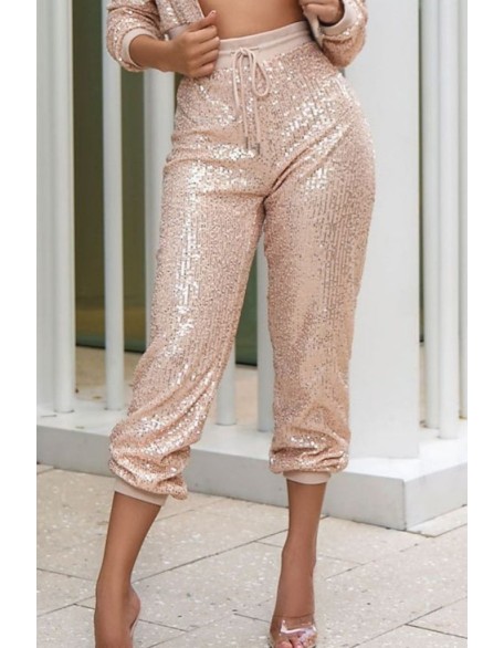 Mesh Patch Glitter Rhinestone Wide Leg Jumpsuit