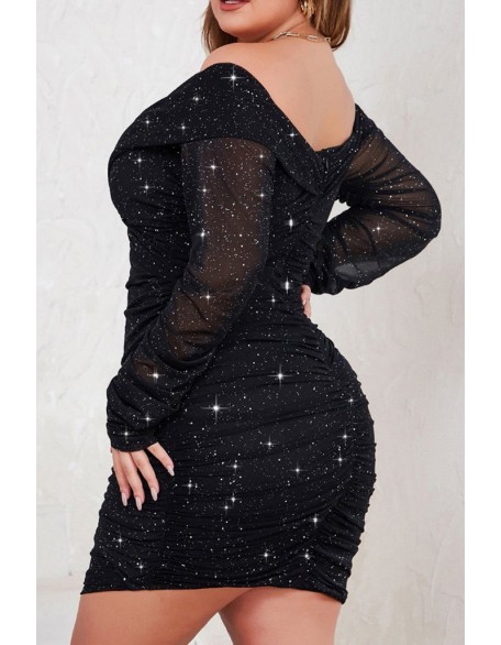 One Shoulder Cutout Allover Sequin Party Dress