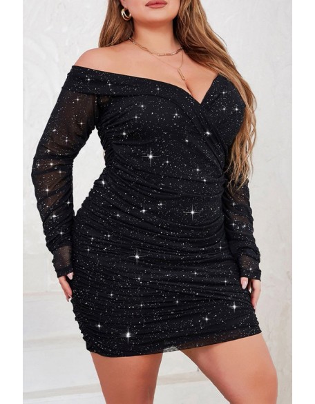 One Shoulder Cutout Allover Sequin Party Dress