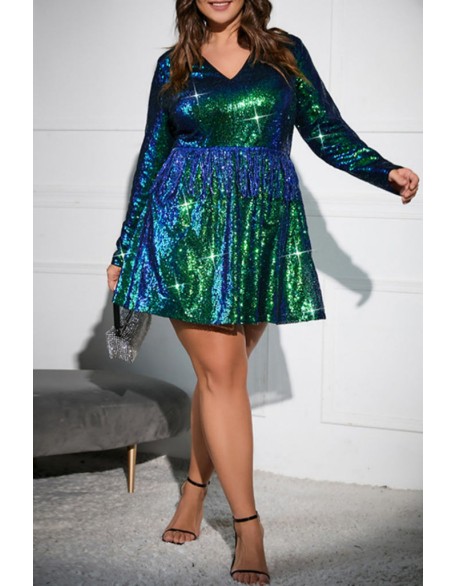 One Shoulder Cutout Allover Sequin Party Dress