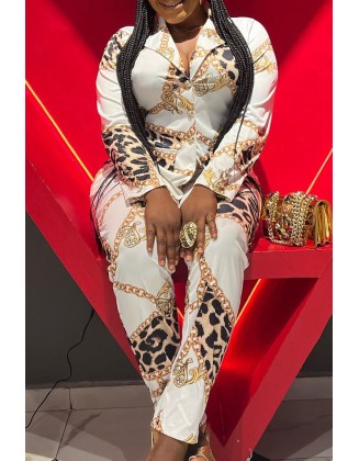 Plus Size Camouflage Print Long Sleeve Top & Pants Set